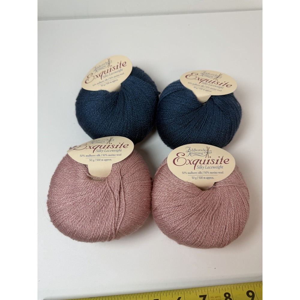 Fiddlesticks Knitting Exquisite Mulberry Silk Merino Yarn LOT 4 Balls Laceweight - Picture 1 of 6